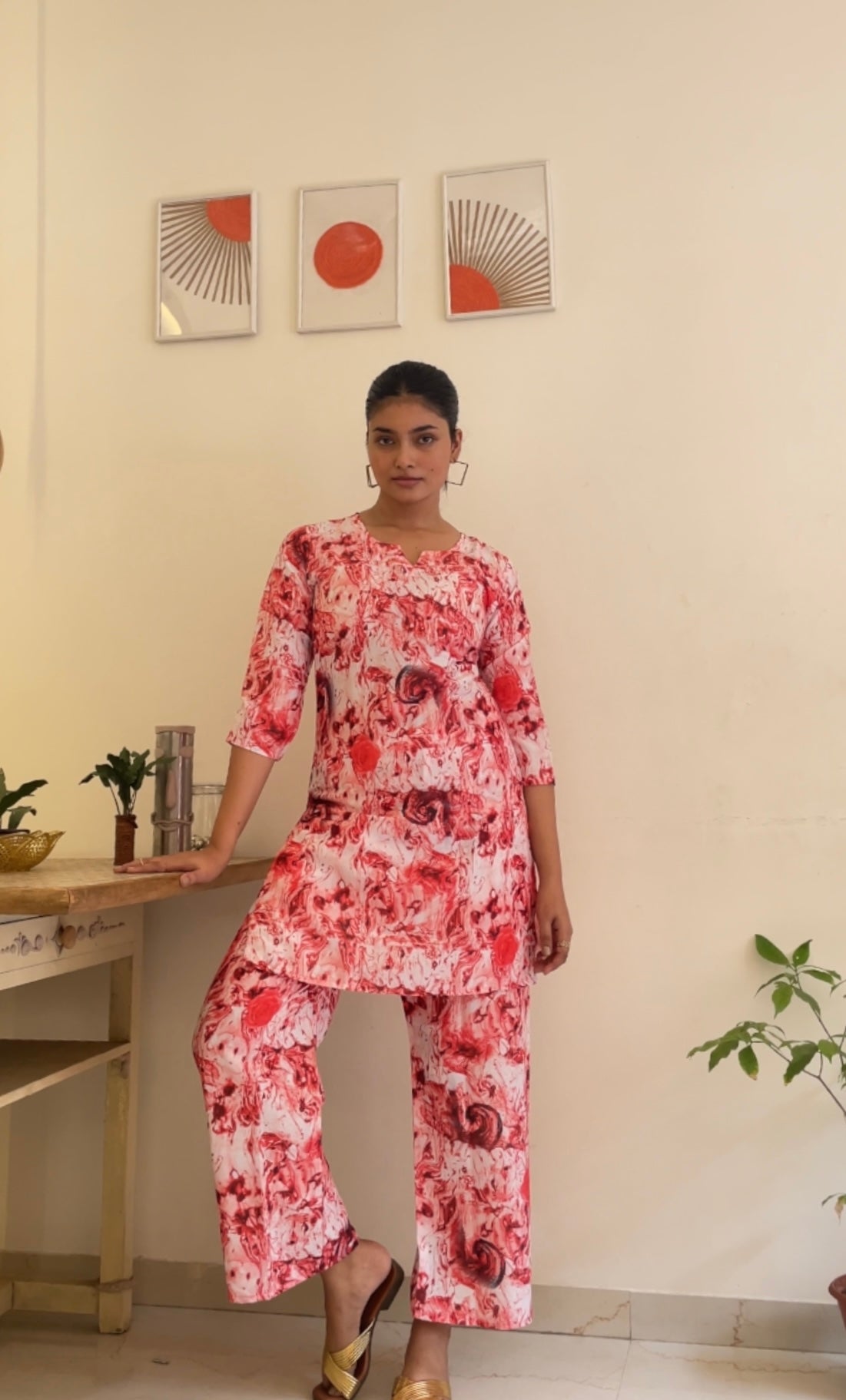 Rose Marble Women Cotton Blend Kurta Pant Set