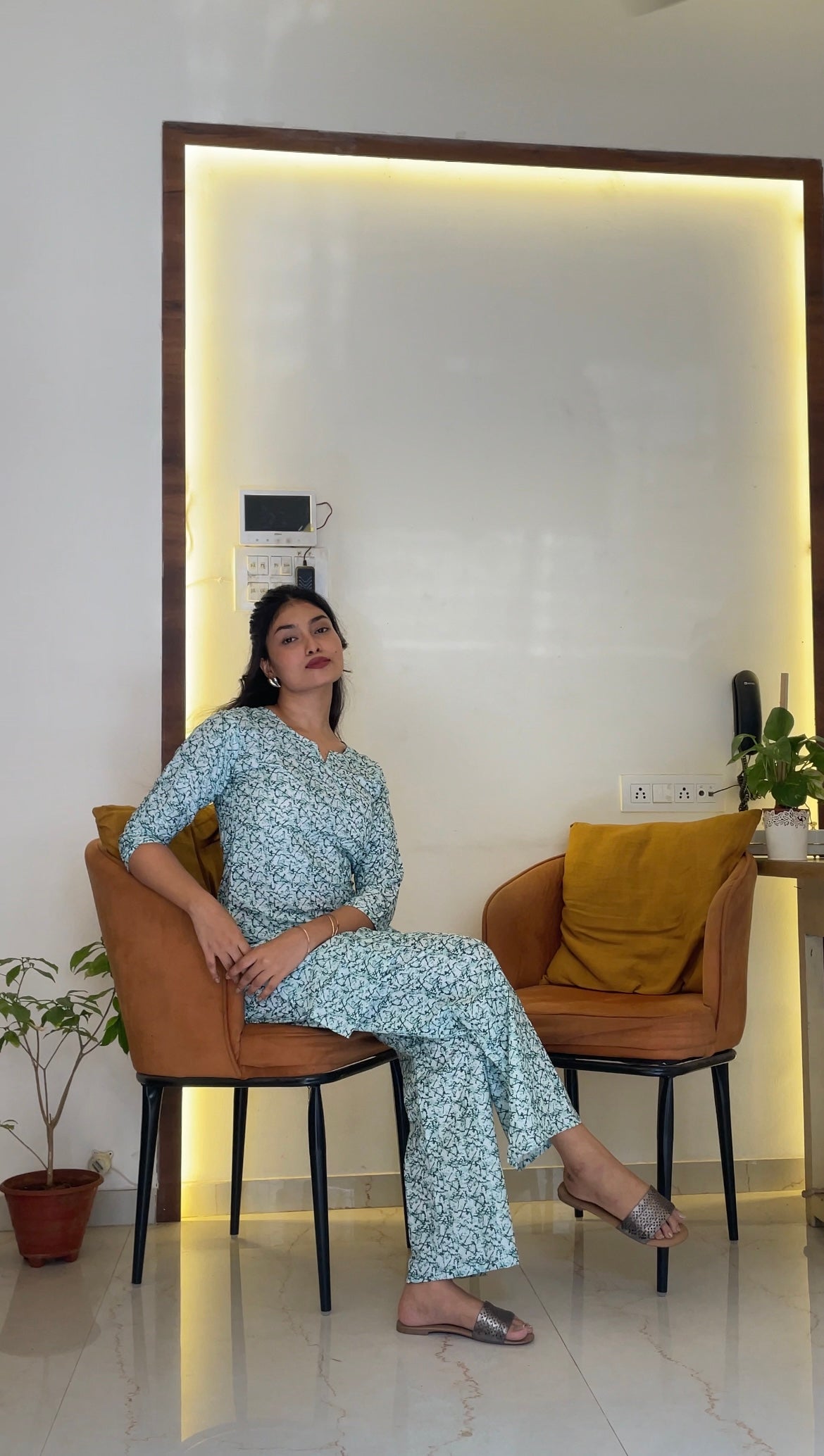 Spring Serenity Women Cotton Blend Kurta Pant Set
