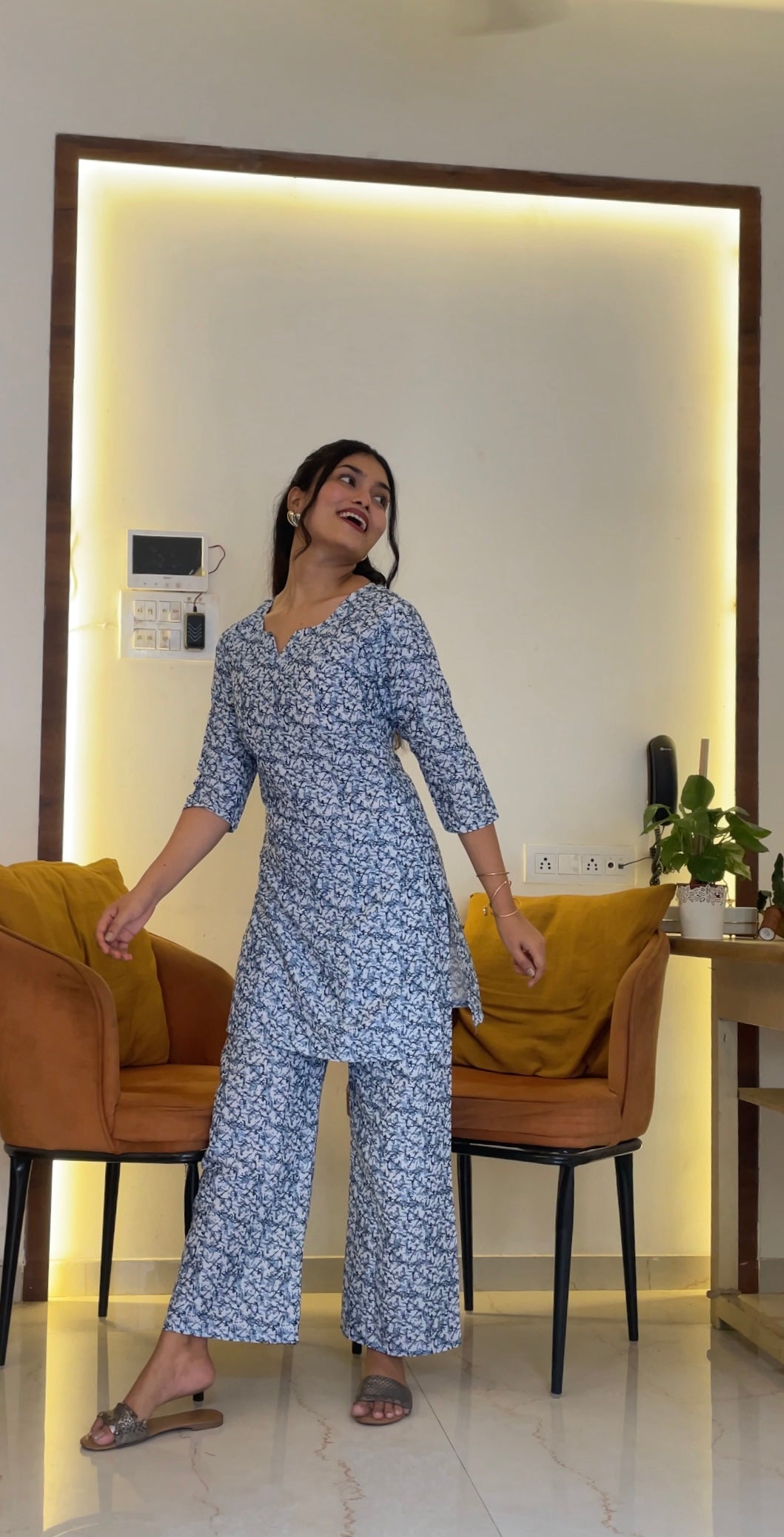 Spring Serenity Women Cotton Blend Kurta Pant Set