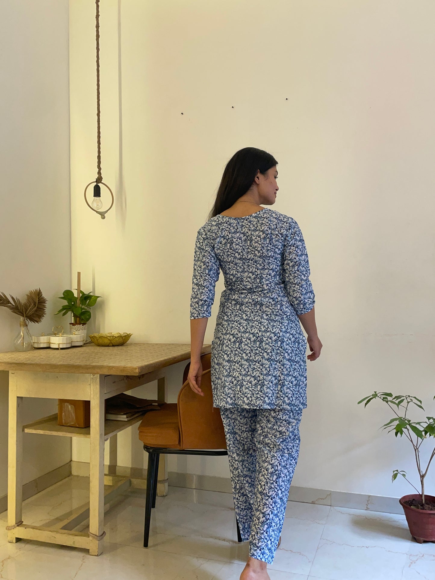 Spring Serenity Women Cotton Blend Kurta Pant Set