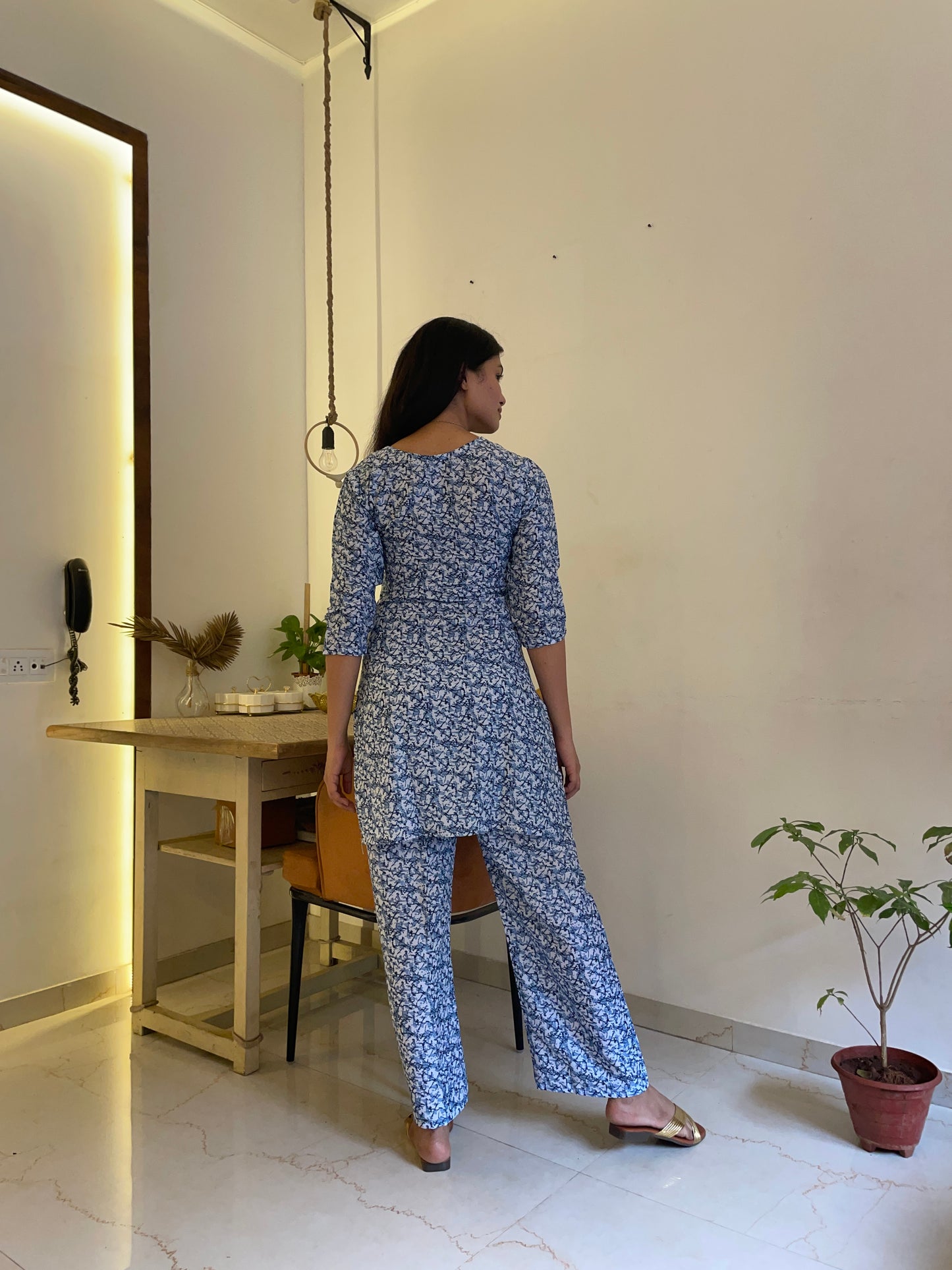 Spring Serenity Women Cotton Blend Kurta Pant Set