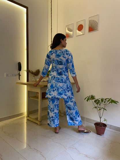 Rose Marble Women Cotton Blend Kurta Pant Set