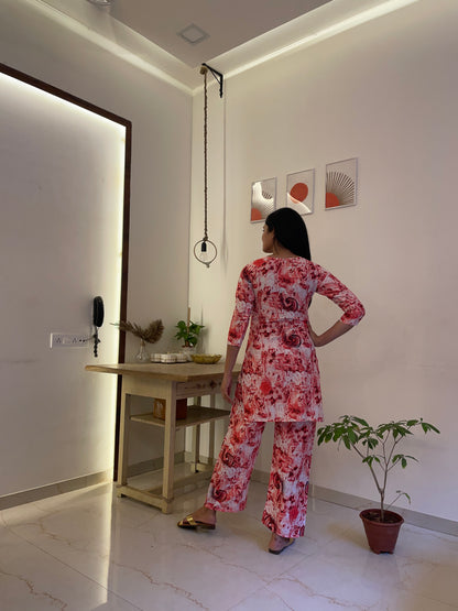 Rose Marble Women Cotton Blend Kurta Pant Set