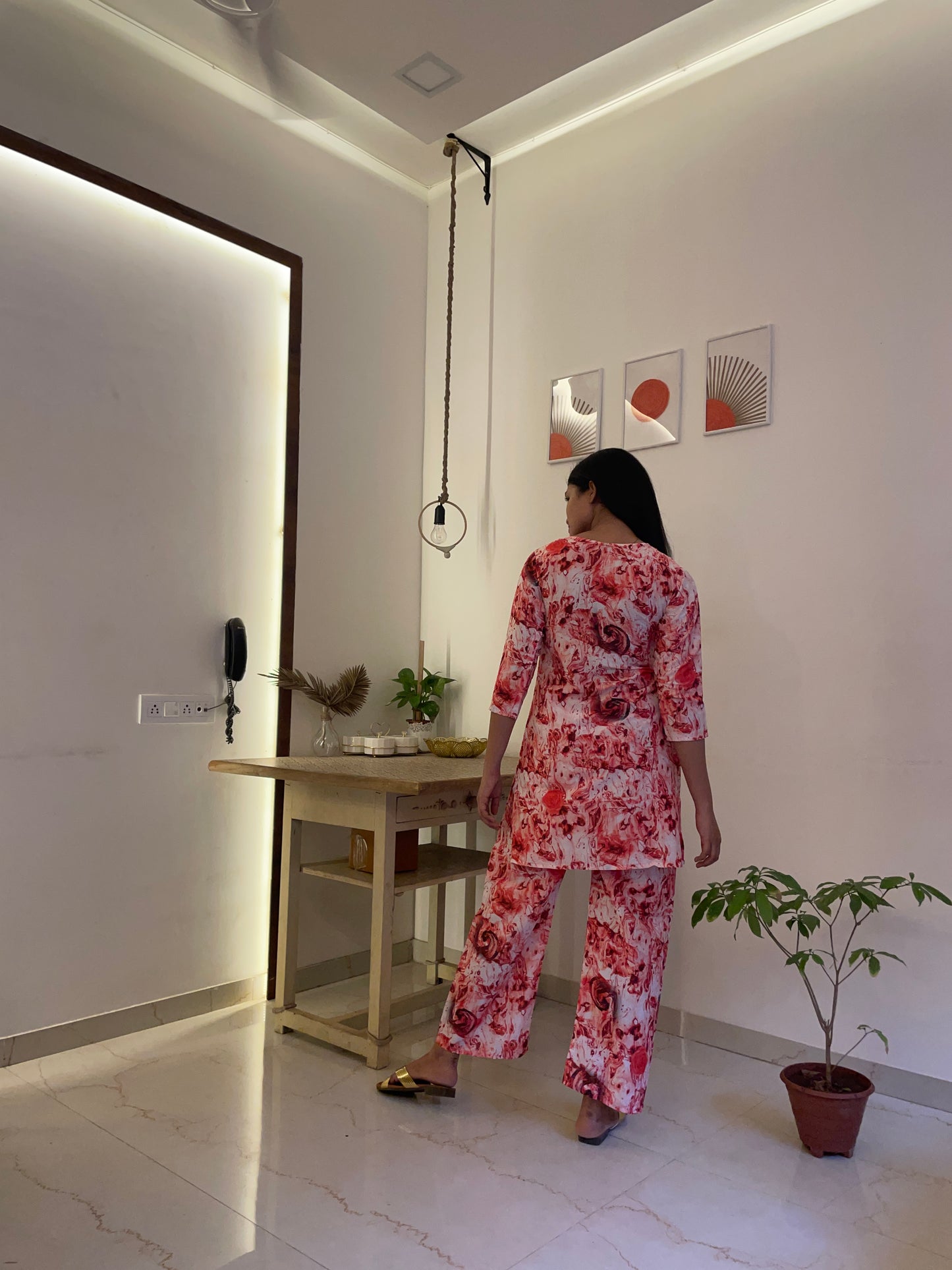 Rose Marble Women Cotton Blend Kurta Pant Set